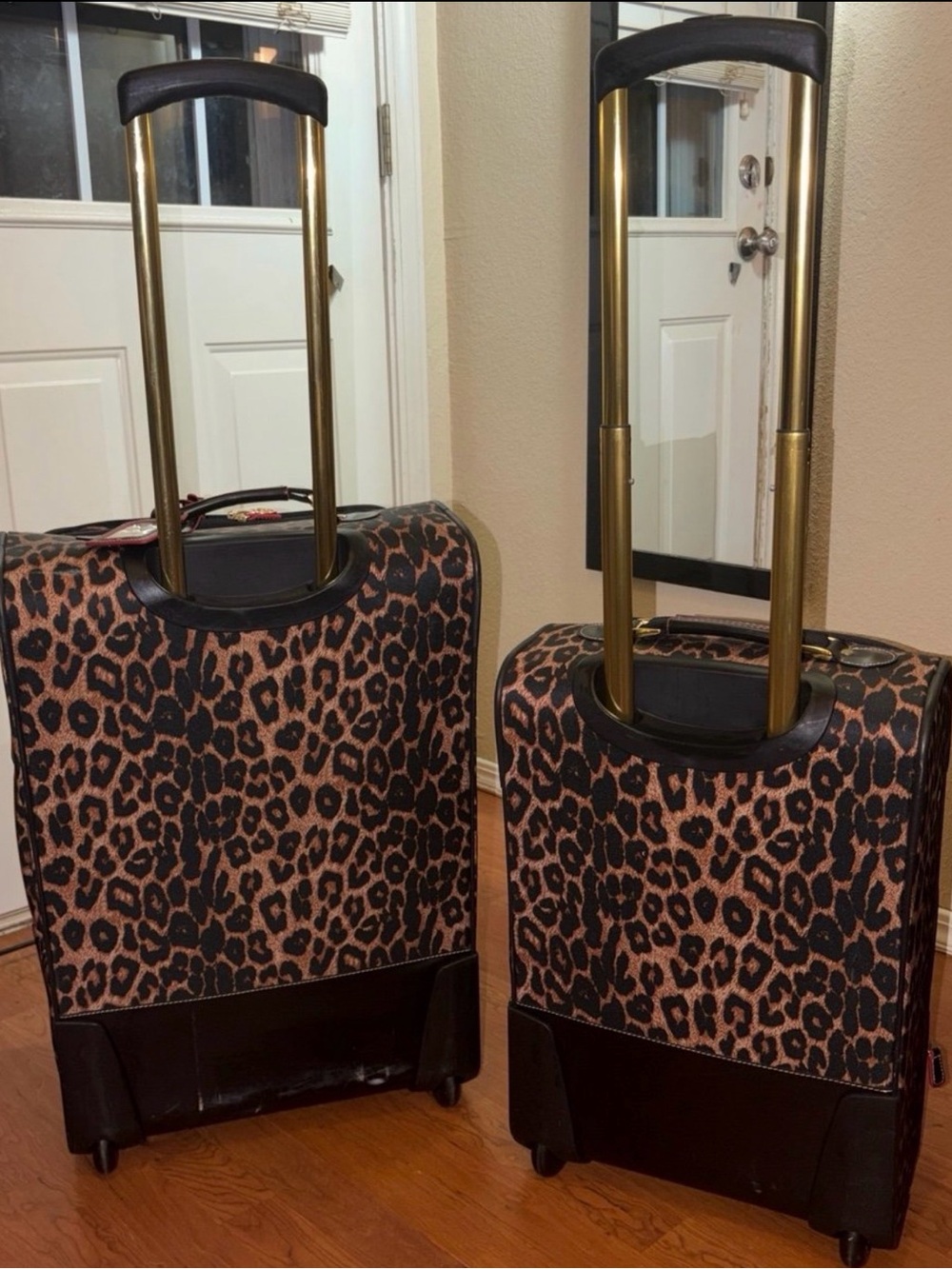 Retired Jessica Simpson Leopard Print 2-Piece Rolling Soft Shell Luggage Set HTF - Picture 12 of 12